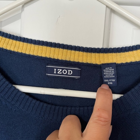 IZOD• Men’s Sweater Blue Yellow Stripes Pullover,Size XXL, Like New - Picture 6 of 13